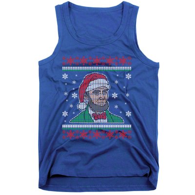 Abe Lincoln Usa President Santa Claus Ugly Christmas Sweater Great Gift Tank Top