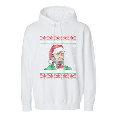 Abe Lincoln Usa President Santa Claus Ugly Christmas Sweater Great Gift Garment-Dyed Fleece Hoodie