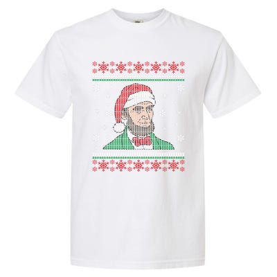 Abe Lincoln Usa President Santa Claus Ugly Christmas Sweater Great Gift Garment-Dyed Heavyweight T-Shirt