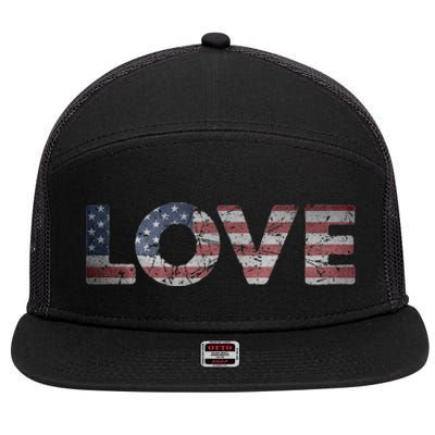 America Love Us Flag Love America Style I Love Usa Funny Gift 7 Panel Mesh Trucker Snapback Hat