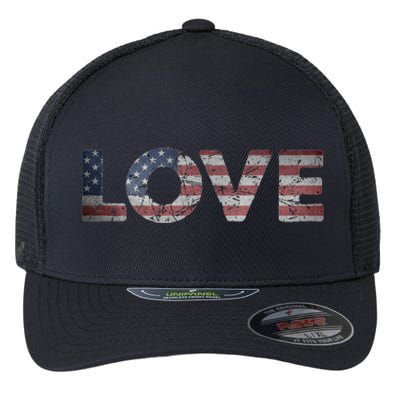 America Love Us Flag Love America Style I Love Usa Funny Gift Flexfit Unipanel Trucker Cap