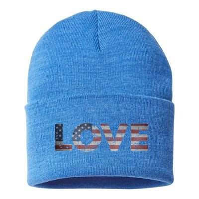 America Love Us Flag Love America Style I Love Usa Funny Gift Sustainable Knit Beanie