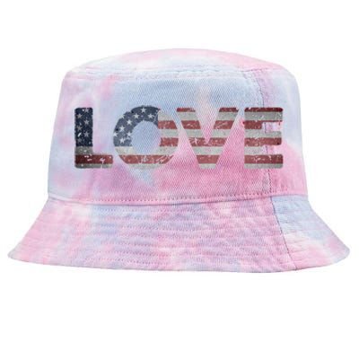 America Love Us Flag Love America Style I Love Usa Funny Gift Tie-Dyed Bucket Hat