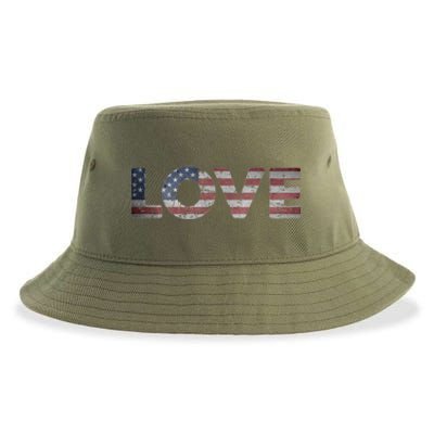 America Love Us Flag Love America Style I Love Usa Funny Gift Sustainable Bucket Hat