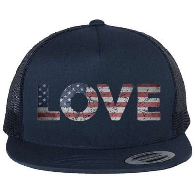 America Love Us Flag Love America Style I Love Usa Funny Gift Flat Bill Trucker Hat