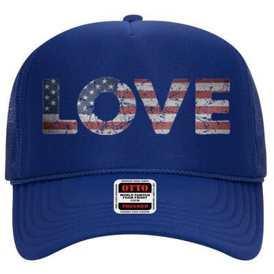 America Love Us Flag Love America Style I Love Usa Funny Gift High Crown Mesh Back Trucker Hat