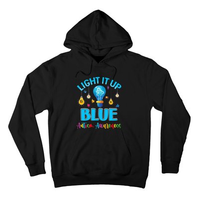 April Light Up Blue Autism Awareness Puzzle For Mom Dad Hoodie