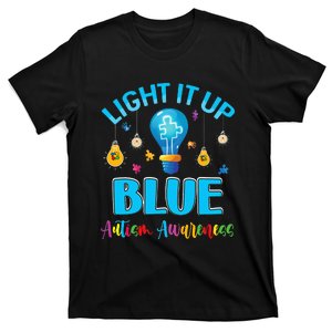 April Light Up Blue Autism Awareness Puzzle For Mom Dad T-Shirt