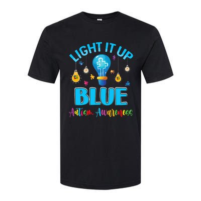 April Light Up Blue Autism Awareness Puzzle For Mom Dad Softstyle CVC T-Shirt