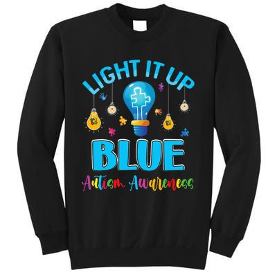 April Light Up Blue Autism Awareness Puzzle For Mom Dad Sweatshirt