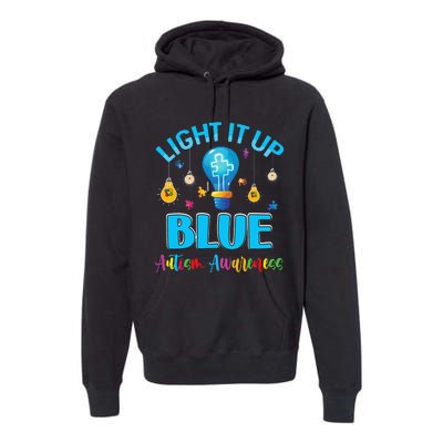 April Light Up Blue Autism Awareness Puzzle For Mom Dad Premium Hoodie