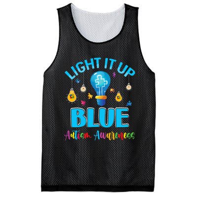 April Light Up Blue Autism Awareness Puzzle For Mom Dad Mesh Reversible Basketball Jersey Tank