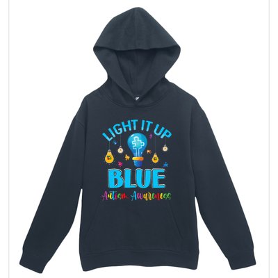 April Light Up Blue Autism Awareness Puzzle For Mom Dad Urban Pullover Hoodie