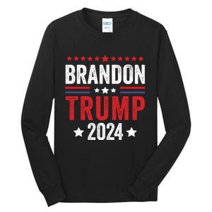 Anti Liberal Us Flag Brandon Trump 2024 Tall Long Sleeve T-Shirt