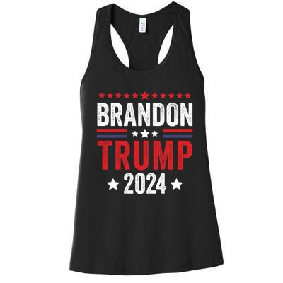 Anti Liberal Us Flag Brandon Trump 2024 Women's Racerback Tank