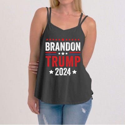 Anti Liberal Us Flag Brandon Trump 2024 Women's Strappy Tank