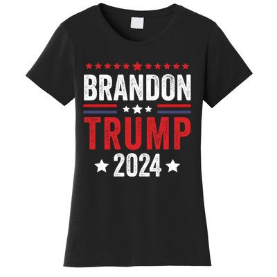 Anti Liberal Us Flag Brandon Trump 2024 Women's T-Shirt