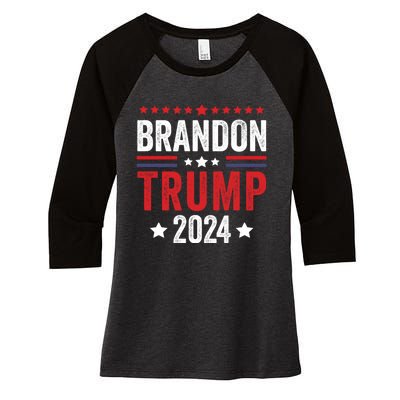 Anti Liberal Us Flag Brandon Trump 2024 Women's Tri-Blend 3/4-Sleeve Raglan Shirt