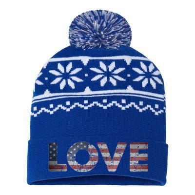 America Love Us Flag Love America Style I Love Usa Gift USA-Made Snowflake Beanie