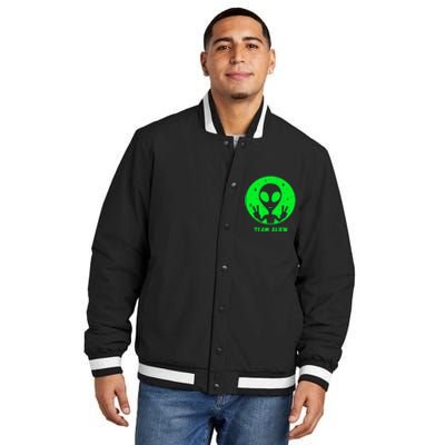 Alien Lover Ufo Abduction Team Alien Insulated Varsity Jacket