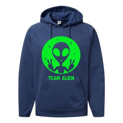 Alien Lover Ufo Abduction Team Alien Performance Fleece Hoodie