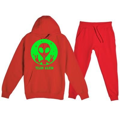 Alien Lover Ufo Abduction Team Alien Premium Hooded Sweatsuit Set