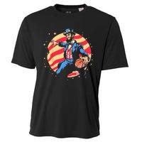 Abraham Lincoln USA Fourth 4th of July Funny Basketball Cooling Performance Crew T-Shirt