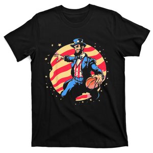 Abraham Lincoln USA Fourth 4th of July Funny Basketball T-Shirt