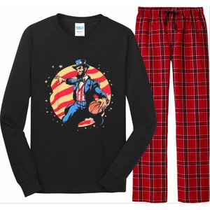 Abraham Lincoln USA Fourth 4th of July Funny Basketball Long Sleeve Pajama Set