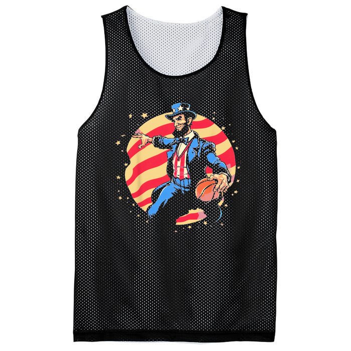 Abraham Lincoln USA Fourth 4th of July Funny Basketball Mesh Reversible Basketball Jersey Tank