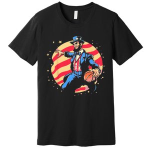 Abraham Lincoln USA Fourth 4th of July Funny Basketball Premium T-Shirt