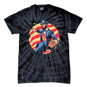 Abraham Lincoln USA Fourth 4th of July Funny Basketball Tie-Dye T-Shirt