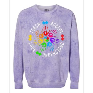 Accept Love Understand Teacher Autism Awareness Colorblast Crewneck Sweatshirt