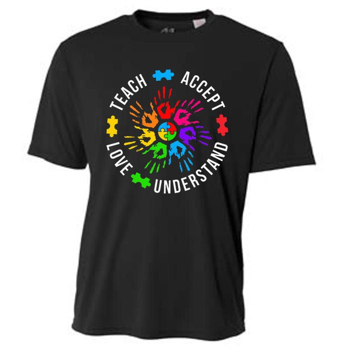 Accept Love Understand Teacher Autism Awareness Cooling Performance Crew T-Shirt