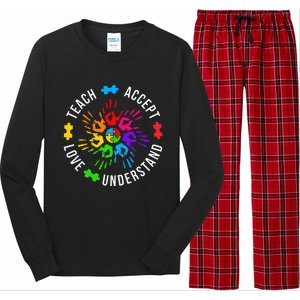 Accept Love Understand Teacher Autism Awareness Long Sleeve Pajama Set