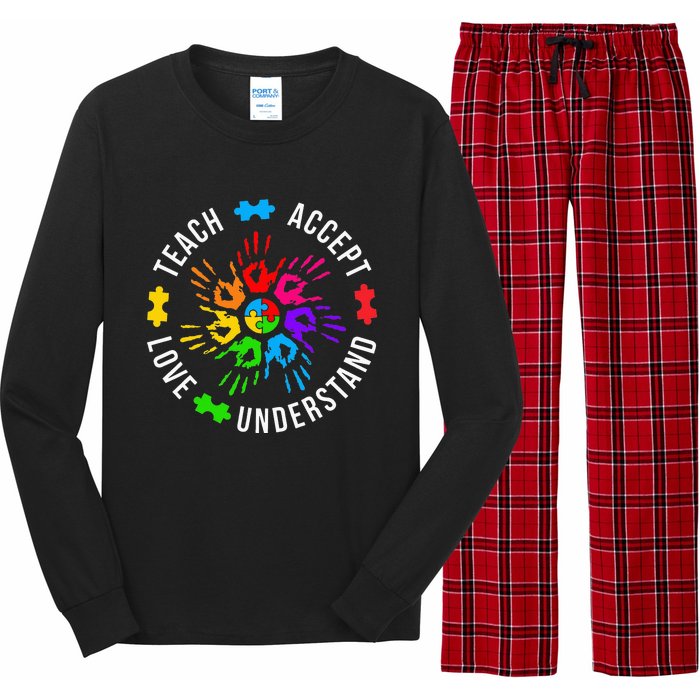 Accept Love Understand Teacher Autism Awareness Long Sleeve Pajama Set