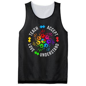 Accept Love Understand Teacher Autism Awareness Mesh Reversible Basketball Jersey Tank