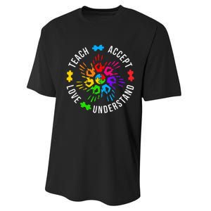 Accept Love Understand Teacher Autism Awareness Performance Sprint T-Shirt