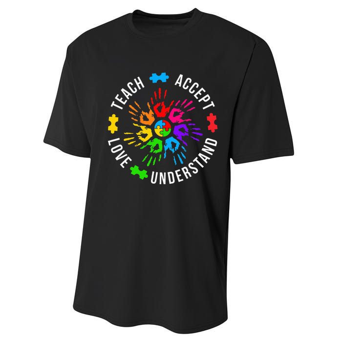 Accept Love Understand Teacher Autism Awareness Performance Sprint T-Shirt