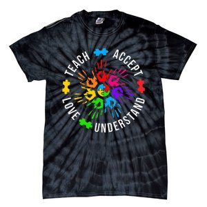 Accept Love Understand Teacher Autism Awareness Tie-Dye T-Shirt