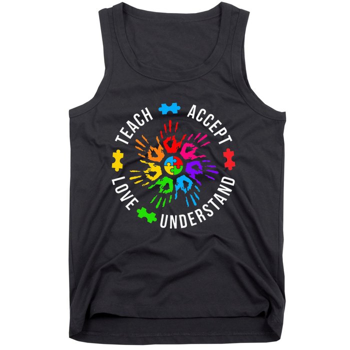 Accept Love Understand Teacher Autism Awareness Tank Top