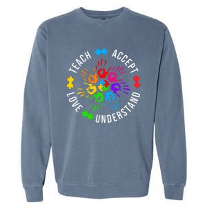 Accept Love Understand Teacher Autism Awareness Garment-Dyed Sweatshirt