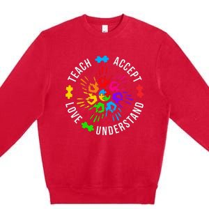 Accept Love Understand Teacher Autism Awareness Premium Crewneck Sweatshirt