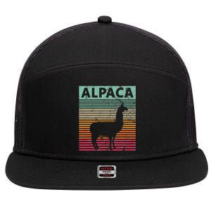 Alpaca Lover Vintrage Retro Llama 7 Panel Mesh Trucker Snapback Hat