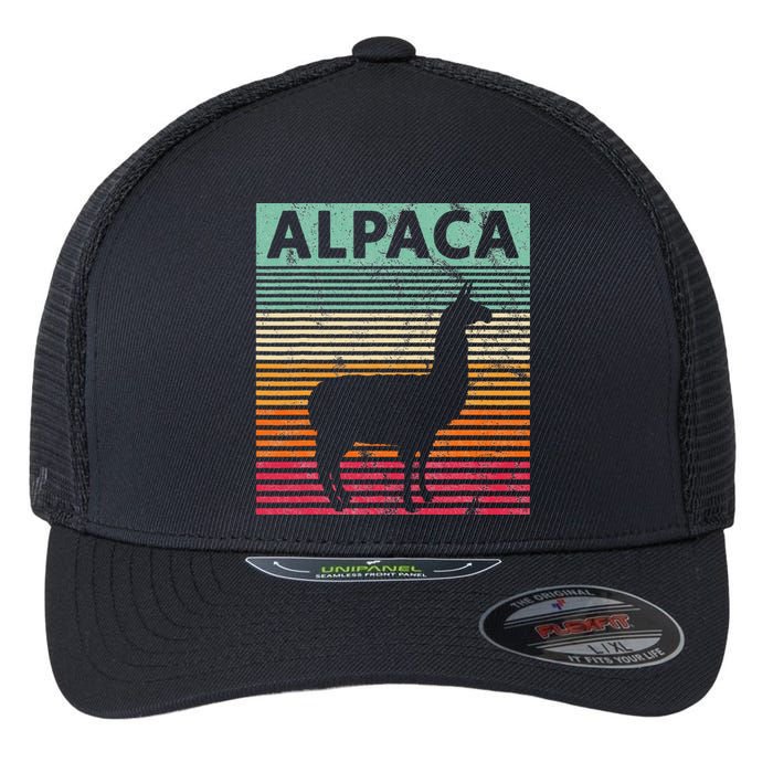 Alpaca Lover Vintrage Retro Llama Flexfit Unipanel Trucker Cap