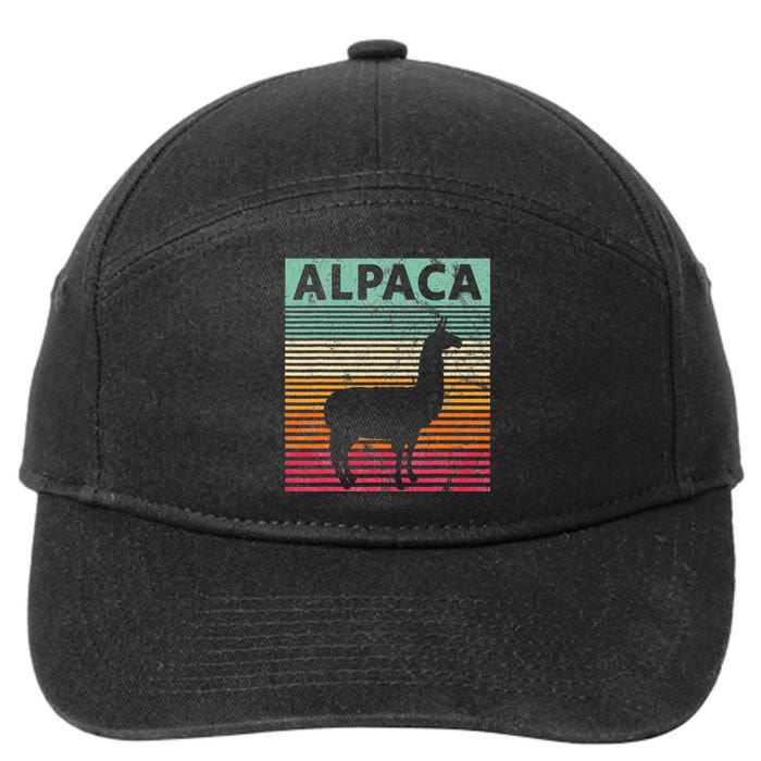 Alpaca Lover Vintrage Retro Llama 7-Panel Snapback Hat