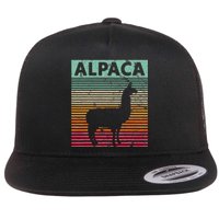 Alpaca Lover Vintrage Retro Llama Flat Bill Trucker Hat