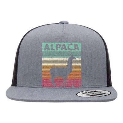 Alpaca Lover Vintrage Retro Llama Flat Bill Trucker Hat