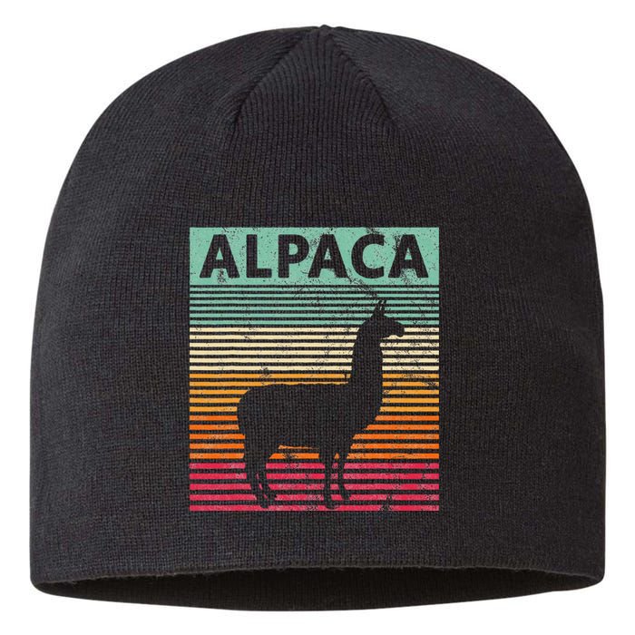 Alpaca Lover Vintrage Retro Llama Sustainable Beanie