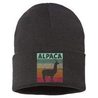 Alpaca Lover Vintrage Retro Llama Sustainable Knit Beanie